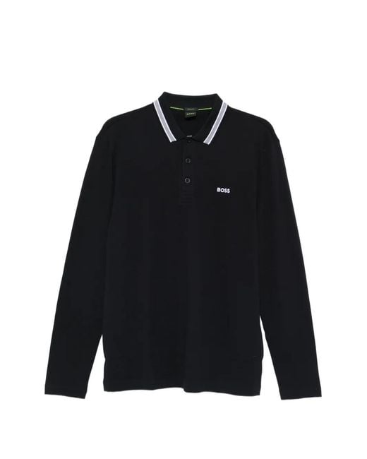 Boss Black Long-Sleeved Cotton Piqué Polo Shirt for men