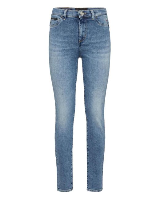 Philipp Plein Blue Logo-Plaque Jeans