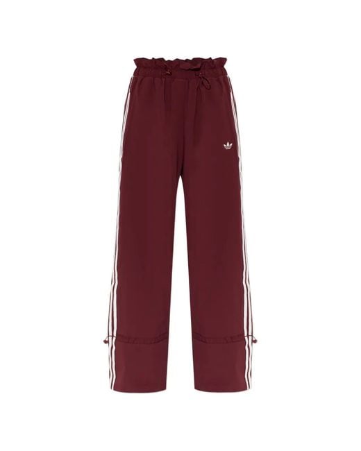 Adidas Red Wide-Leg Track Pants
