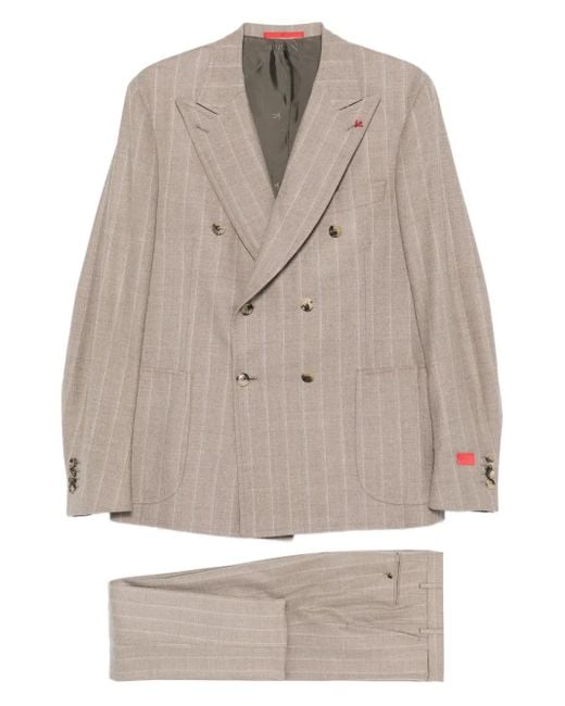 Isaia Men's Gray Pinstripe Double-Breasted Suit