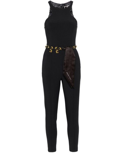 Elisabetta Franchi Black Cropped-Jumpsuit mit Gürtel