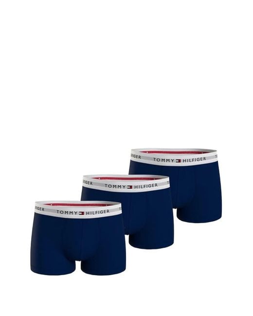 Tommy Hilfiger Blue Logo-Waistband Boxers (Pack Of Three) for men