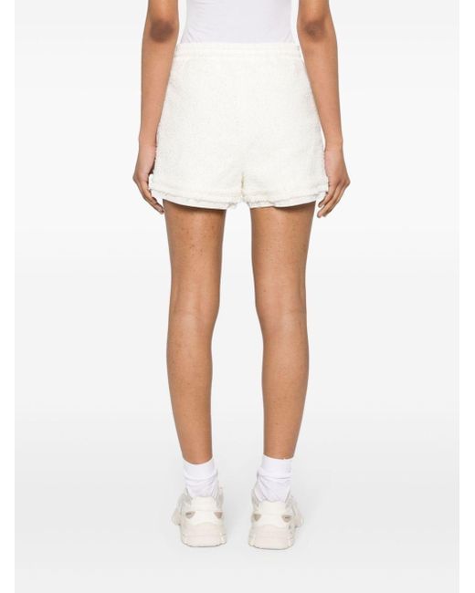 Moncler White Logo-patch Tweed Shorts