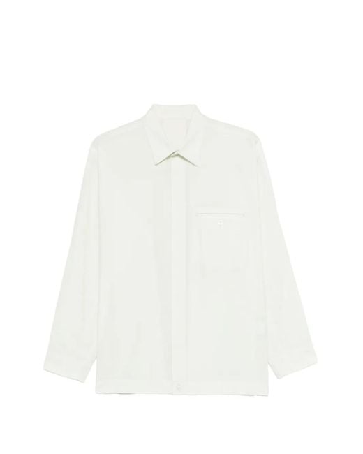 Homme Plissé Issey Miyake White Long-Sleeve Boxy Shirt for men