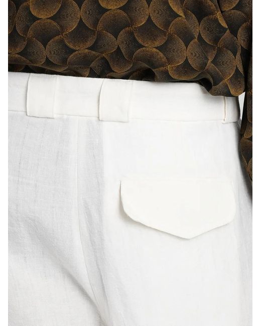 Emporio Armani White Pleated Wide-Leg Trousers for men