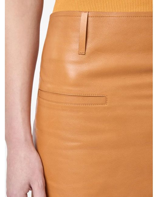 Tod's Orange Leather Midi Skirt