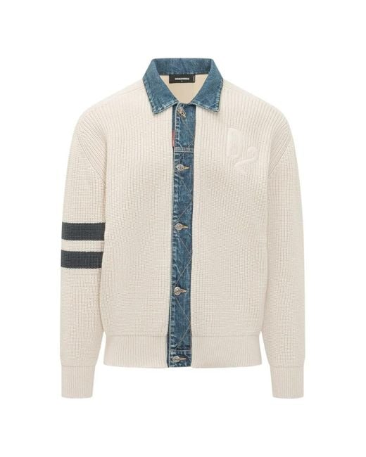 DSquared² White Cardigan Collar Denim for men