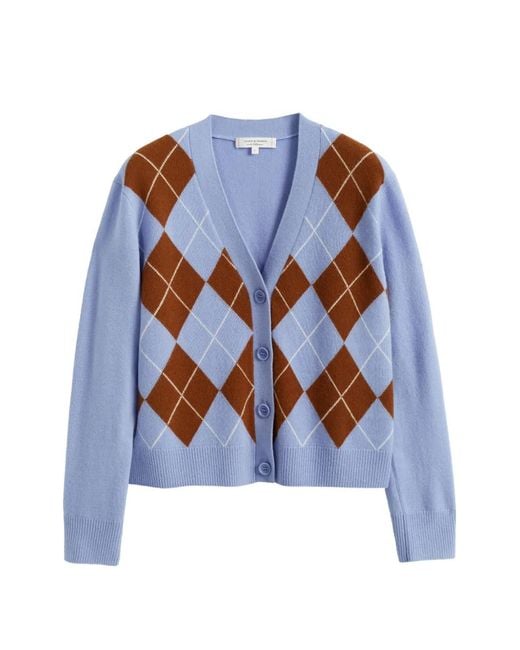 Chinti & Parker Blue Cardigan Boutonné À Motif Losanges