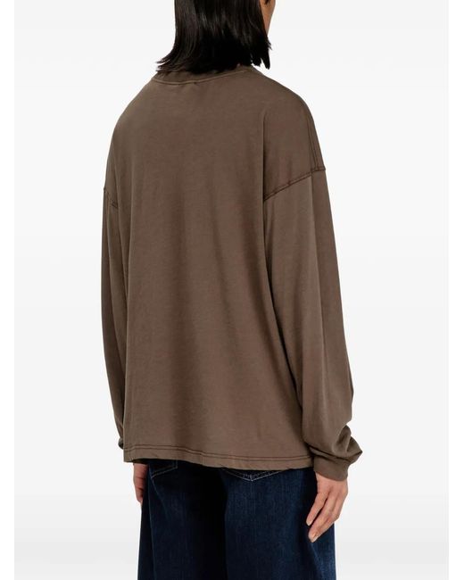 DIESEL Brown Graphic-Print Long-Sleeve T-Shirt for men