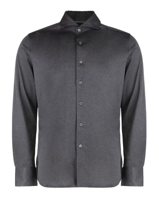 Chemise En Coton À Manches Longues Canali pour homme en coloris Gray