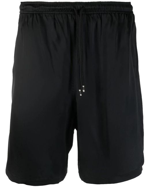 Laneus Black Elasticated-Waistband Cotton Shorts for men