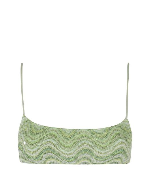 Mc2 Saint Barth Green Sadie Wave-Pattern Sequinned Bikini Top
