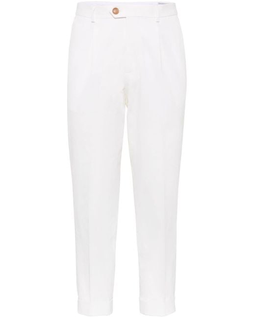 Brunello Cucinelli White Pleat-front Cotton Trousers for men