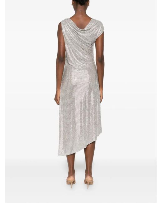 GIUSEPPE DI MORABITO White Cowl-Neck Chainmail Dress