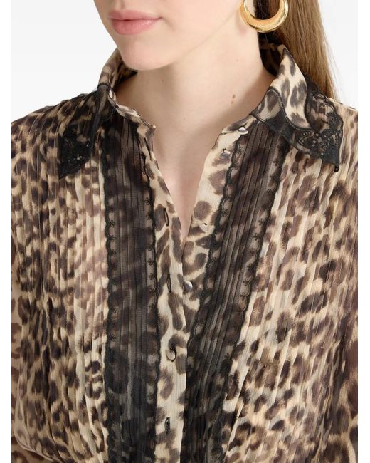 Ermanno Scervino Natural Leopard Print Lace Dress