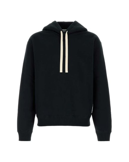 Jil Sander Black Drawstring-Hood Hoodie for men