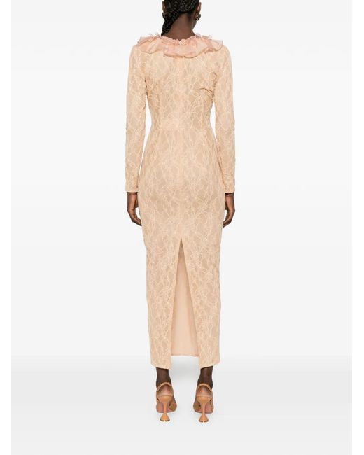 Alessandra Rich White Ruffled Midi Dress