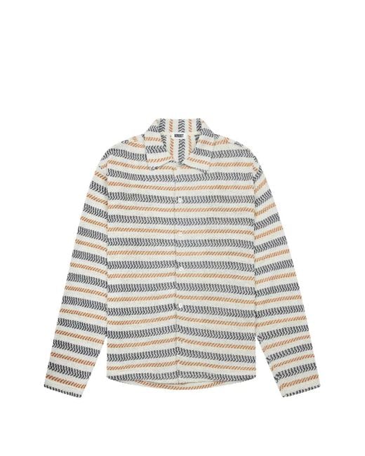 KROST White Striped Button-Up Knit Shirt for men
