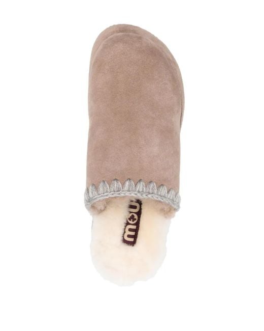 Mou Pink Whipstitch 70Mm Suede Platform Slippers