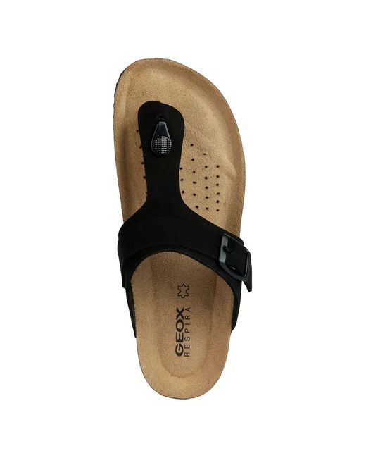 Geox Black Buckle-Fastening Flip-Flops