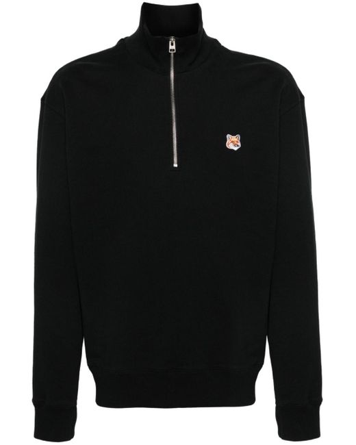 Maison Kitsuné Sweater Met Vossenkop in het Black voor heren