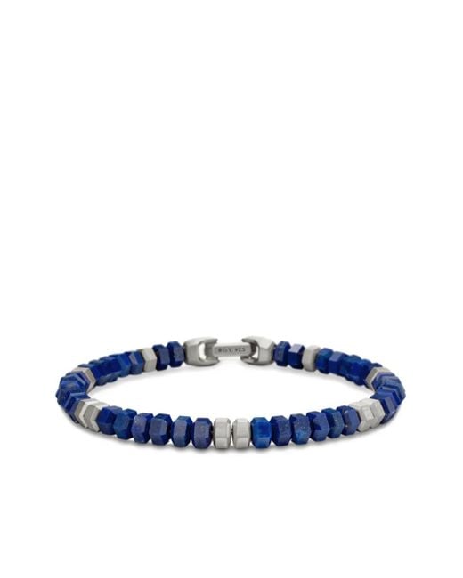 David Yurman Blue Sterling Hex Bead Bracelet (6Mm) for men