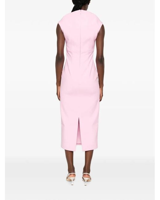 Solace London Pink Monica V-Neck Sleeveless Midi Dress