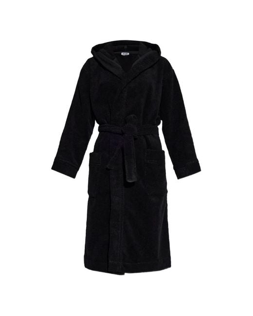 Moschino Black Logo-Patch Hooded Dressing Gown