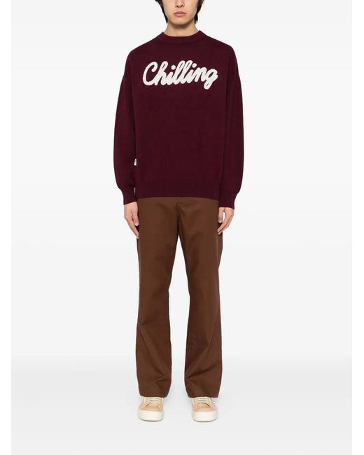 Chocoolate Red Round Neck Jumper for men