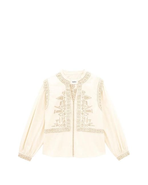 Ba&sh Natural Laura Embroidered Long-Sleeved Blouse