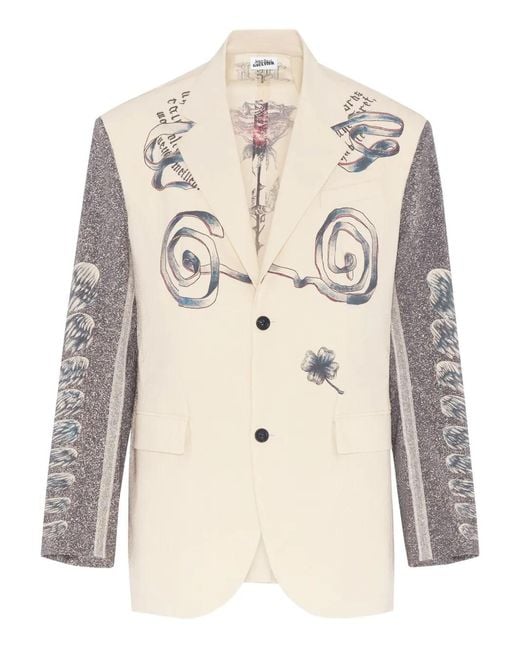 Jean Paul Gaultier Natural Multi-Tattoo Printd Blazer