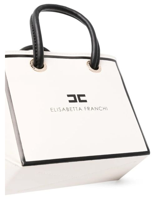 トートバッグ ELISABETTA FRANCHI Woman Tote bags White BS12A 360 Elisabetta Franchi Mini 24/7 Logo-Print Tote Bag in White