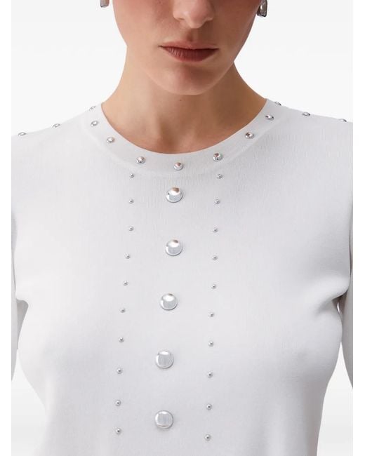 Liu Jo White Studded Knitted Top