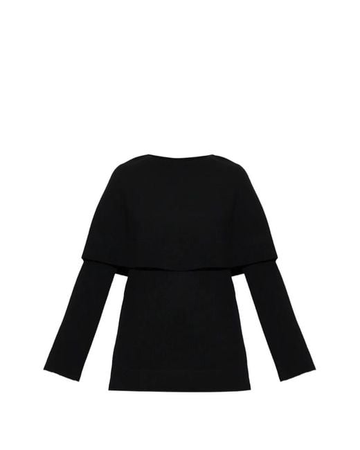 Lisa Yang Black Jaylani Cape-Overlay Sweater