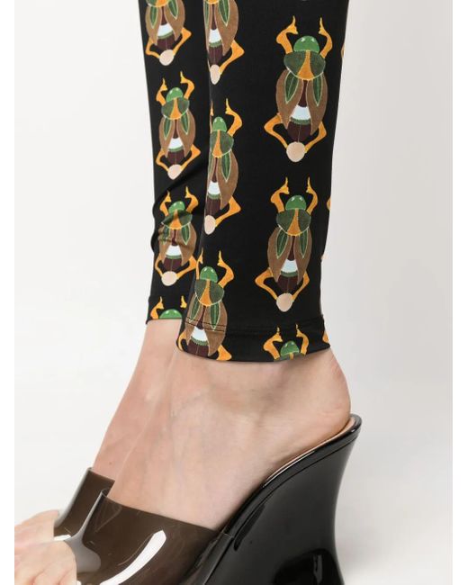 LaDoubleJ Black Graphic-Print Elasticated-Waist Leggings