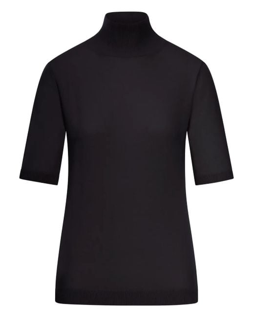 Max Mara Black Turtleneck Short-Sleeve Top