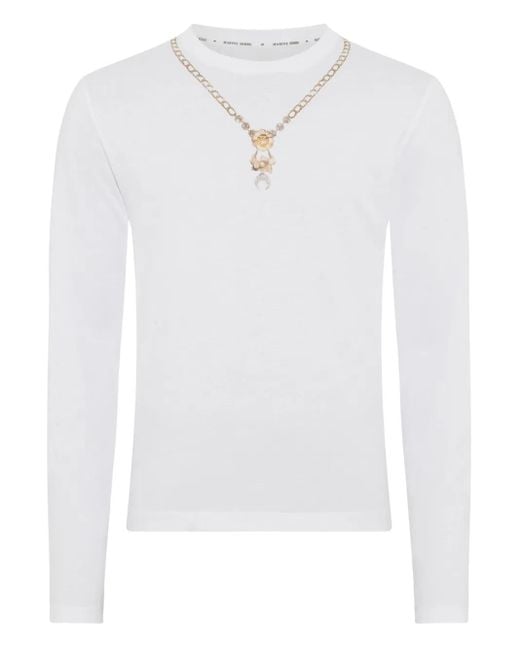 MARINE SERRE White Necklace-Print Long-Sleeve T-Shirt for men