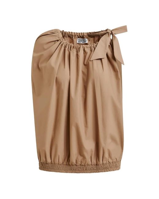 Essentiel Antwerp Brown Tie-Detail Blouse
