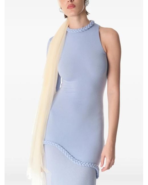 MANURI White Candy One-Sleeve Maxi Dress