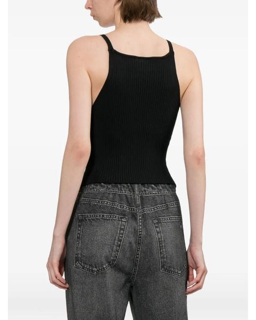 Courreges Black Ribbed-Knit Vest Top