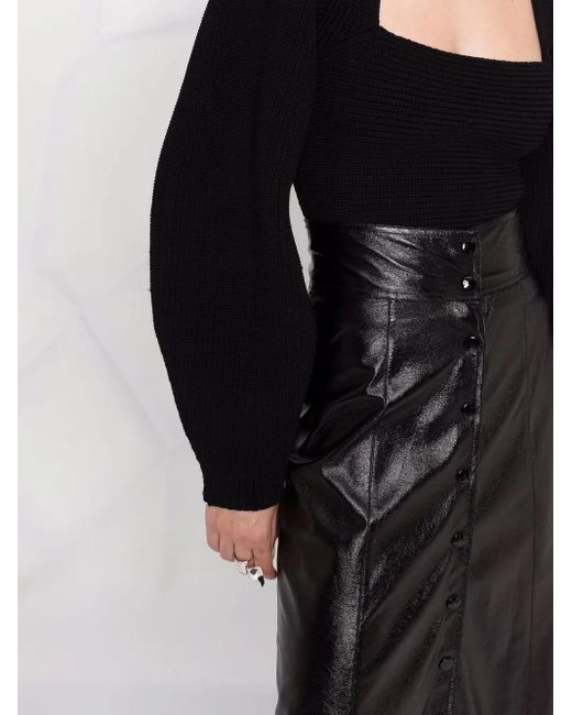 Isabel Marant Black Baxomili Faux Leather Midi Skirt
