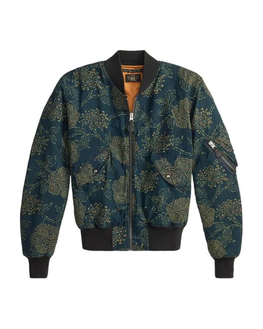 RRL Blue Floral Bomber Jacket