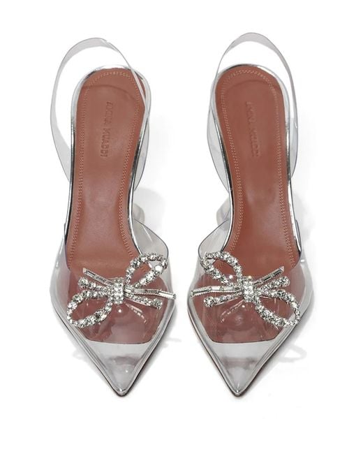 AMINA MUADDI White Rosie Glass 95Mm Slingback Pumps