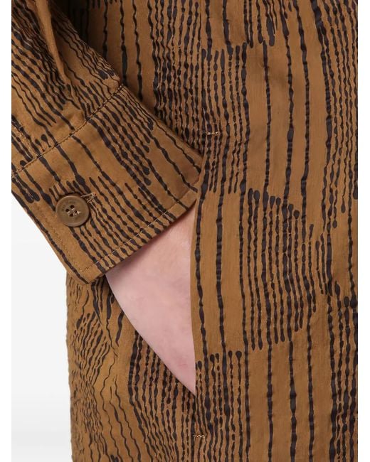 Max Mara Brown Geometric-Print Shirt Midi Day Dress