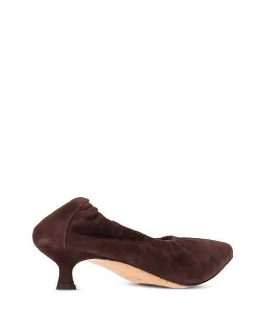 LA ROSE Brown Elasticated Suede Pumps