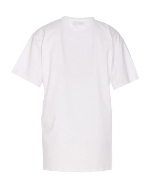 Elisabetta Franchi White Graphic-Print Crew-Neck T-Shirt