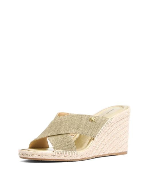Michael Kors Natural Kenzie Crossover-Strap Wedge Sandals