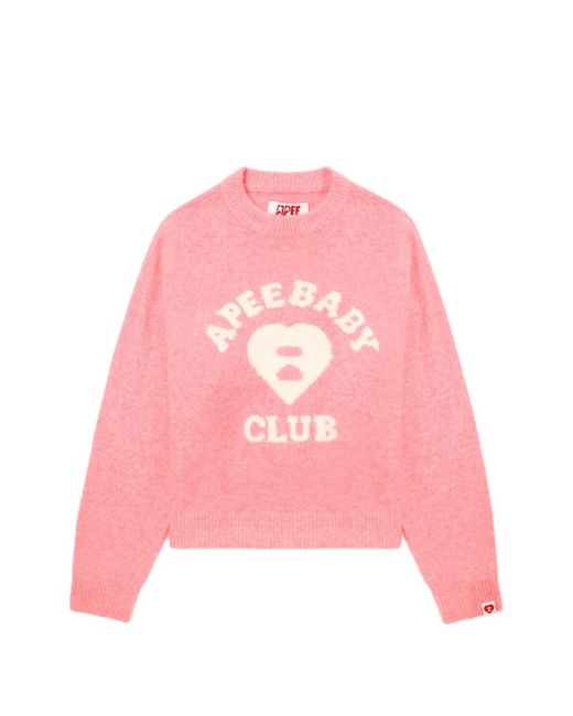 A Bathing Ape Pink Heart-Motif Sweater