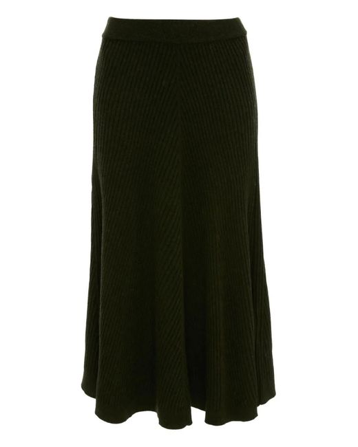 Victoria Beckham Green Ribbed Knit Midi Skirt
