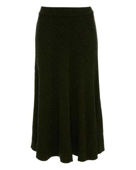 Victoria Beckham Green Midirock aus geripptem Strick